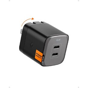Spigen GaN III 452 45W 2 Ports Compact Foldable Dual USB C Wall Charger PD PPS Fast Charging Block Adapter for iPhone 16 Plus Pro Max 15 14 13 iPad Air Pro Samsung Galaxy S25 S24 Z Flip Fold 6 Pixel