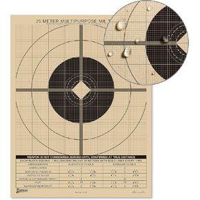 Rite in the Rain Weatherproof 25 Meter Target, 8.5" x 11", Tan, MIL / MRAD / MILLIRADIANS, 100 Sheet Pack (No. 9130)
