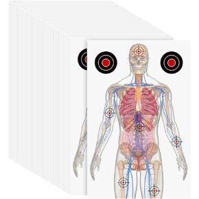 12 x 18 Inch 50 Sheets Silhouette Paper Targets Medically Designed Gun Targets for Practice Range Anatomical Life Size Human Paper for Practice