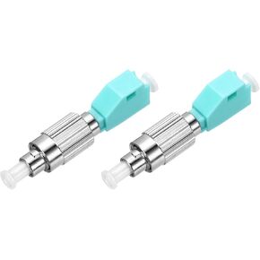MECCANIXITY Fiber Optic Coupler FC Male to LC Female OM3 Multi-Mode Simplex Fiber Optical Cable Adapter Fiber Optic Converter Connectors for Network Internet, 2 Pack
