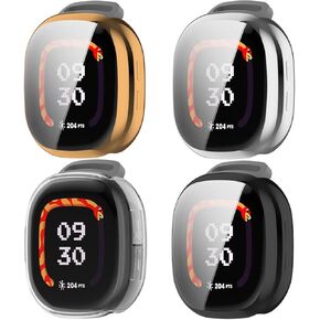 [4 Pack] Sankel Compatible for Fitbit Ace LTE Screen Protector Case, All-Around Protective Cover Solf TPU Bumper Protective Cases for Google Fitbit Ace LTE Smartwatch (Rosegold+Silver+Black+Clear)