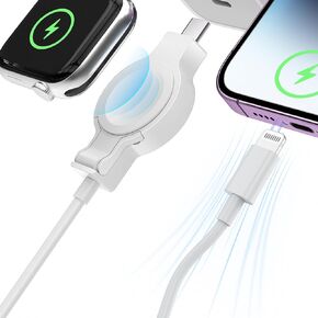 𝟮𝟬𝟮4 𝐔𝐩𝐠𝐫𝐚𝐝𝐞𝐝 2-in-1 USB C for Apple Watch Charger Magnetic Cable [ iPhone and Watch Fast Charging Cord 6FT Magnetic Wireless Charging ] Compatible with iWatch Series Ultra/SE/iPhone