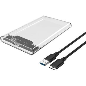 2.5 Hard Drive Enclosure Adapter,2.5 inch Clear Hard Disk Case USB 3.0 Tool Free (S2139U3)