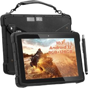 MUNBYN 10.1" Rugged Tablet IRT11, Android 12 Waterproof Tablet, 8GB+128GB Rugged Android Tablet with GPS, 700nits Outdoor Tablet, IP65 Heavy Duty Tablet for Offroad UTV, Drone, 2Y Protection