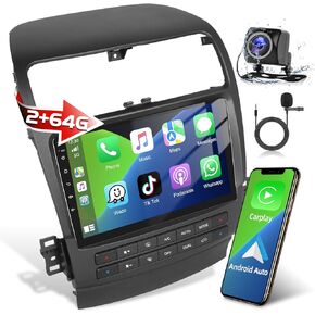 Podofo [2+64G] Car Stereo Radio for Honda Acura TSX 2003-2008 with Wireless CarPlay & Android Auto 9 Inch Touch Screen Bluetooth Audio with GPS Navigation Mirror Link WiFi RDS Hi-Fi Backup Camera MIC