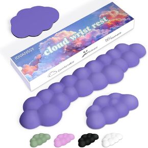 Purple Cloud Wrist Rest Ergonomic Memory Foam Wrist Support with Stylish Design, Waterproof and Washable, Non-Slip Base, Perfect for Office, Home, and Gaming