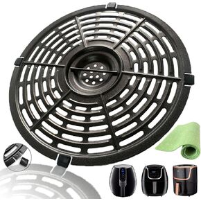 Round Air Fryer Crisper Tray for 5QT Gourmia GAF575/Chefman/Gowise USA/Dash/PowerXL Air Fryers, Upgraded Nonstick Air Fryer Grill Crisper Plate Pan Griller Rack Grate Insert for 5QT Air Fryers
