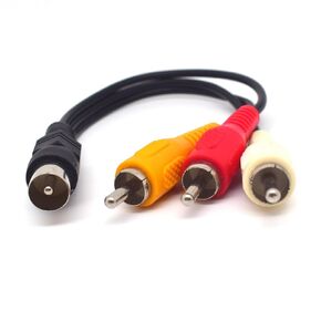 18CM/0.6FT Short TV Male Plug to 3 x RCA Male Jack Adapter Cable Red Yellow White for TV,HDTV,DVB,DVD,Radio (TV Male Plug to RCA Male)