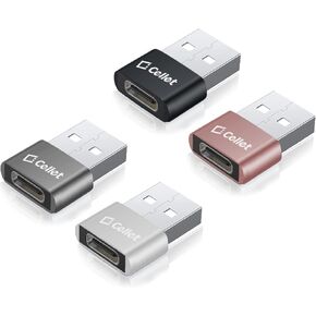 Cellet 4-Pack USB-C to USB-A Adapter, Convert Female USB-C to Male USB-A, Sync and Charge