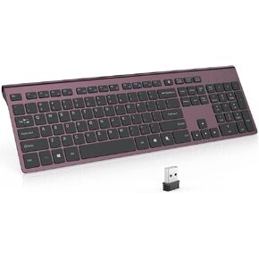 JOYACCESS Rechargeable Keyboard Wireless-J Slim and Full-Sized Cordless Keyboard, Wireless Keyboard with Number Pad for Laptop,Computer,Desktop,PC,Surface,Smart TV and Windows-Black and Gray