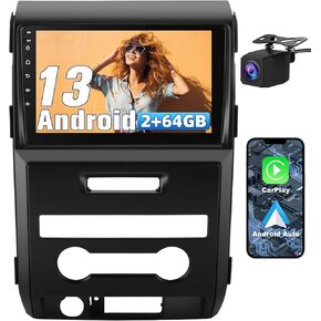 [2G+64G] Car Radio for Ford F150 2009 2010 2011 2012, 9 inch Touch Screen Stereo Head Unit with Wireless Carplay Android Auto GPS Bluetooth WiFi SWC FM DSP Backup Camera