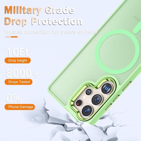 for Samsung Galaxy S25 Ultra Case, Matte Magnetic Phone Case with 1 Screen Protector, Support for Magsafe, Translucent Frosted Shockproof Protective Cover for Samsung Galaxy S25 Ultra, Mint Green in Saudi Arabia