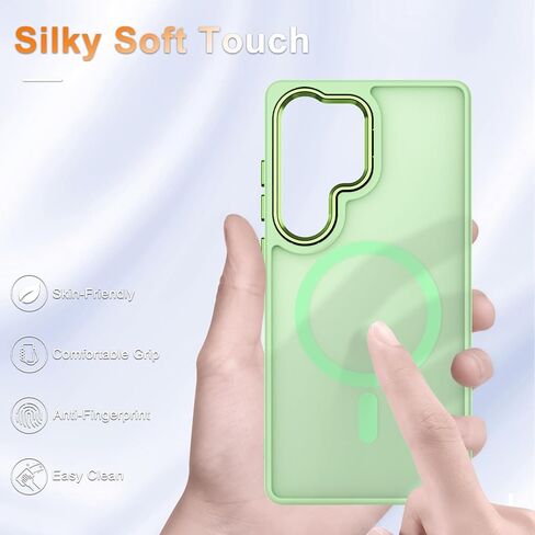 for Samsung Galaxy S25 Ultra Case, Matte Magnetic Phone Case with 1 Screen Protector, Support for Magsafe, Translucent Frosted Shockproof Protective Cover for Samsung Galaxy S25 Ultra, Mint Green in Saudi Arabia