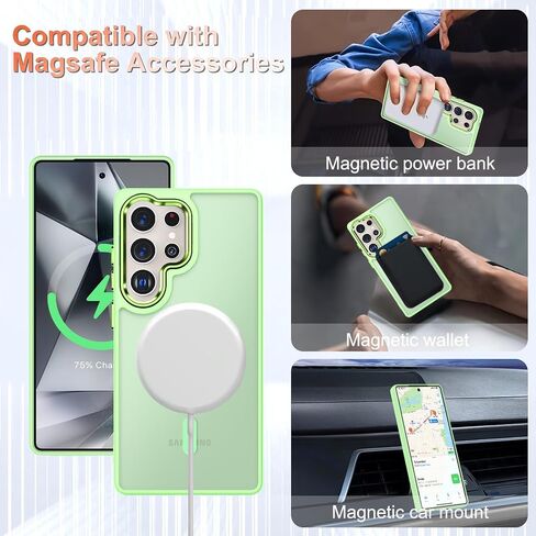 for Samsung Galaxy S25 Ultra Case, Matte Magnetic Phone Case with 1 Screen Protector, Support for Magsafe, Translucent Frosted Shockproof Protective Cover for Samsung Galaxy S25 Ultra, Mint Green in Saudi Arabia