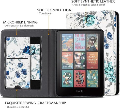 CoBak Case with Stand for Kindle Paperwhite 12th Gen 2024 Released (7") & Kindle Colorsoft Signature Edition - Durable PU Leather Cover with Auto Sleep Wake, Card Slot, Hand Strap Feature in Saudi Arabia