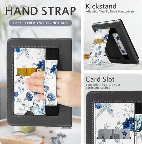 CoBak Case with Stand for Kindle Paperwhite 12th Gen 2024 Released (7") & Kindle Colorsoft Signature Edition - Durable PU Leather Cover with Auto Sleep Wake, Card Slot, Hand Strap Feature in Saudi Arabia