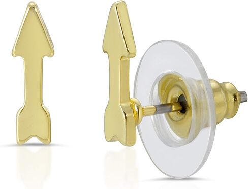 Lucky Feather Tiny Stud Hexagon Earrings for Women - Sterling Silver Plated Earrings, Represent Her Eternal Strength, Presented on Sentimental Message Card, Ideal Gifts for Women and Teen Girls in Kuwait