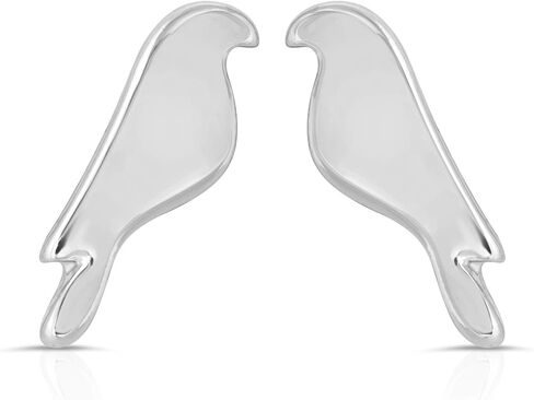 Lucky Feather Tiny Stud Hexagon Earrings for Women - Sterling Silver Plated Earrings, Represent Her Eternal Strength, Presented on Sentimental Message Card, Ideal Gifts for Women and Teen Girls in Kuwait