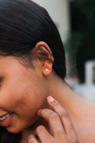 Lucky Feather Tiny Stud Hexagon Earrings for Women - Sterling Silver Plated Earrings, Represent Her Eternal Strength, Presented on Sentimental Message Card, Ideal Gifts for Women and Teen Girls in Kuwait