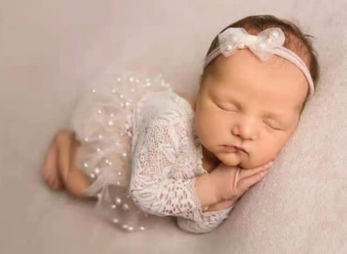 Fashion Cute Newborn Baby Girls Photography Props Headdress Lace Outfits Photo Shoot Props Outfits in Saudi Arabia