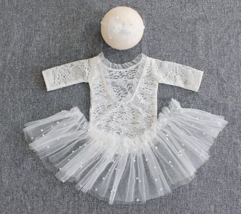 Fashion Cute Newborn Baby Girls Photography Props Headdress Lace Outfits Photo Shoot Props Outfits in Saudi Arabia