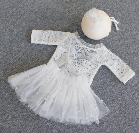 Fashion Cute Newborn Baby Girls Photography Props Headdress Lace Outfits Photo Shoot Props Outfits in Saudi Arabia