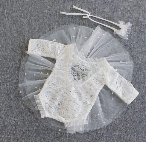 Fashion Cute Newborn Baby Girls Photography Props Headdress Lace Outfits Photo Shoot Props Outfits in Saudi Arabia