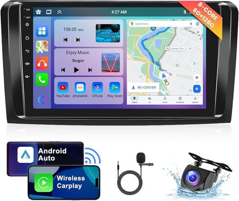 [8 Core 6G+128G] Radio لـ Mercedes Benz GL ML W164 X164 ML350 ML500 ML280 GL320 GL350 GL450 2005-2011 مع Carplay/Android Auto ، 9 "Android 13 IPS ، Bluetooth ، GPS ، WIF ، Camera in Kuwait