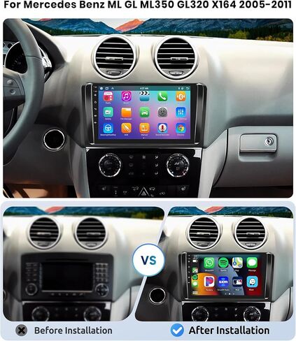 [8 Core 6G+128G] Radio لـ Mercedes Benz GL ML W164 X164 ML350 ML500 ML280 GL320 GL350 GL450 2005-2011 مع Carplay/Android Auto ، 9 "Android 13 IPS ، Bluetooth ، GPS ، WIF ، Camera in Kuwait