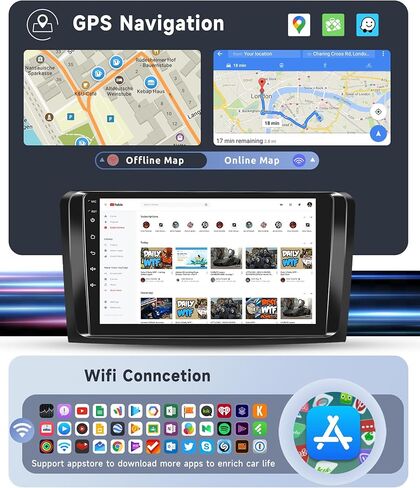 [8 Core 6G+128G] Radio لـ Mercedes Benz GL ML W164 X164 ML350 ML500 ML280 GL320 GL350 GL450 2005-2011 مع Carplay/Android Auto ، 9 "Android 13 IPS ، Bluetooth ، GPS ، WIF ، Camera in Kuwait
