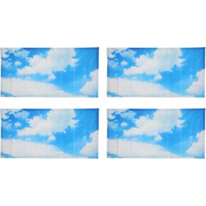 AQQHSAIN 4 Pcs Fluorescent Light Covers for Ceiling Lights 4 * 2 Feet Classroom Light Filters Magnetic Ceiling Light Cover Panel for Classroom Office Home Drop Ceiling Decorations (Cloud Blue Sky)