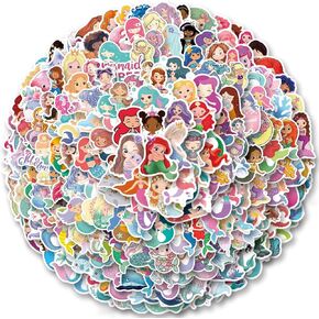 200 PCS Cute Mermaid Stickers PEGTMVE The Princess in The Ocean Stickers for Mobile Phones Computers Refrigerators Bicycles Cars Helmets Birthday Parties Christmas
