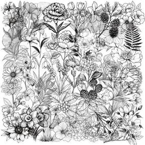50Pcs Black and White Flower Stickers Pack, Aesthetic Plant Stickers for Laptop Journal Scrapbooking Wall Luggage Water Bottle Skateboard Planner, Waterproof Transparent PET Stickers