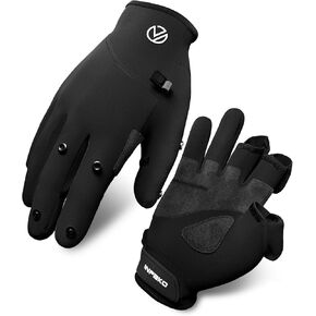 Fishing Gloves, Winter Fishing Gloves for Men Women, 3 Fingerless Fleece Lined for Cold Weather Ice Fishing