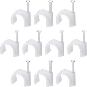 PE Cable Clip Nail Space Saving Clamp, [for Wire, Cable, Rope] - 12mm/White/100 Pcs