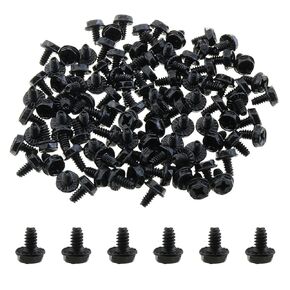 100PCS 6#-32x6 Hexagon Socket PC Case Mounting Screws Fasteners Black Computer Screws for Building Repair and Maintenance of Computer Systems