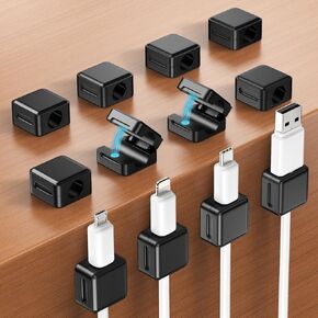 12 Pack Cord Organizer Holder, Strong Magnetic Cable Management Adhesive Cord Holder for Desk, Wire Holders for Cords for Nightstand, Home, Office, Car, Cubicle, Phone Charger, Computer