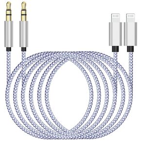 【Apple MFi Certified】 2Pack iPhone Aux Cord for Car, Lightning to 3.5 mm Headphone Jack Adapter Male Aux Stereo Hi-Fi Audio Cable Compatible with iPhone 14/13/12 Pro/11 Pro Max/X/XR/XS Max/Car Stereo