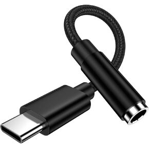 FiveBox 1Pack USB C to 3.5mm Headphone Earphone Jack Adapter for Samsung Galaxy S25 Plus Ultra S25+ S24 S23 S22 S21 S20 5G FE Ultra, iPhone 16 15 Plus Pro Max, Type C Audio Headset Earbud Adapter