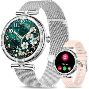 GADIXY Smart Watches for Women(Make/Answer Call) with Diamond:1.1" AMOLED Fitness Tracker for Heart Rate/Blood Pressure/SpO2/Sleep Monitor,Digital Running Women Smart Watch for Android/iOS