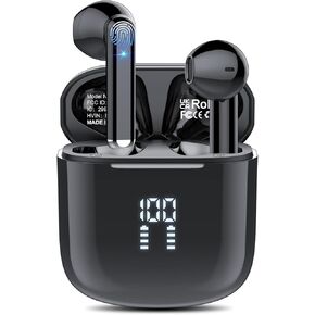 Wireless Earbuds Bluetooth 5.3 Headphones with 4-Mics Clear Call and ENC Noise Cancelling, Bluetooth Earbuds Touch Control Stereo Sound with LED Display, Waterproof Running Headphones for Workout