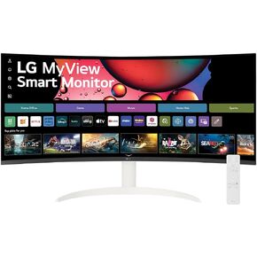 LG 34SR60QC-W 34-inch QHD (3440x1440) Curved MyView Smart Monitor with Streaming, UltraWide Screen, webOS, HDR10, 100Hz, Built-in Speaker, AirPlay2, Screen Share, Bluetooth, ThinQ App, White