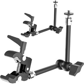 Uyodm 2 Pack Magic Clamp Clamp Magic Clamp مع Super Clamp ، حبل كاميرا الذراع السحرية بحجم 11 "مع 1/4 بوصة ، كاميرا احتكاك الذراع المفصلية لكاميرا الويب ، LED ، DSLR ، فلاش ، كاميرات الأمان