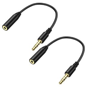 XMSJSIY 2.5mm to 3.5mm Adapter 3.5mm 1/8" Male to 2.5mm Female 4-Pole Audio Stereo Adapter Headphone Cable Connector for Earphone Phone PC Recorder 15CM/5.6INCH 2PCS