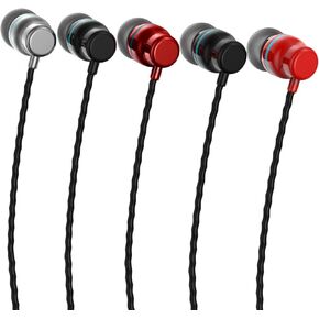 Rayleigh in Ear Wired Headphones, 5 Pack Wired Earbuds with Microphone, High Definition Noise Islating Earphones Compatible with Android, Phone, Laptops, and Most 3.5mm Interface, White