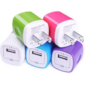 USB Charger,Charging Block 5-Pack 1A/5V USB Power Home Travel Adapter Wall Charger Cube Brick Box Base Head Compatible with Phone 14 13 12 11 X 8 7 6 Plus 5S,iPad,Samsung,LG,Moto,Tablet,Android Phone