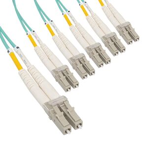 ICC OM3 Multimode LC to LC 50/125µm Fiber Patch Cable, Data Center Grade 0.1dB Typical Insertion Loss, ONFR Riser Jacket, Aqua, 3 Meter (10ft), 6-Pack