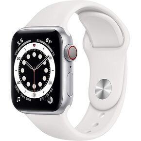 Apple Watch Series 6 (GPS + Cellular, 40mm) - Silver Aluminum Case with White Sport Band (Renewed Premium)