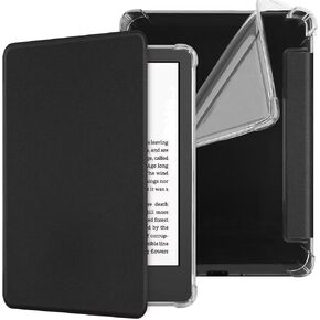 Clear Case for 7'' Kindle Paperwhite 12th Generation & Kindle Colorsoft Signature Edition (2024 Release) - Slim PU Leather Soft Flexible Transparent TPU Back Cover with Auto Sleep/Wake (Red)