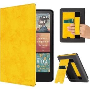 CoBak Case with Stand for Kindle Paperwhite 12th Gen 2024 Released (7") & Kindle Colorsoft Signature Edition - Durable PU Leather Cover with Auto Sleep Wake, Card Slot, Hand Strap Feature